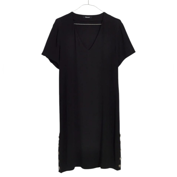 Madewell Side-Button Easy Dress Black Mini Dress size XS - Picture 2 of 10